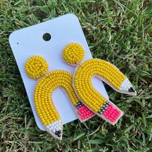 Seed bead pencil earrings